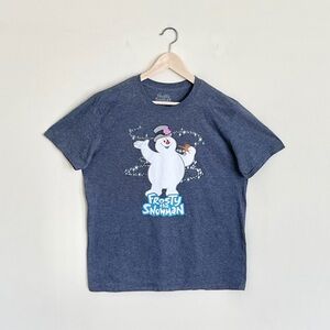 Frosty the Snowman Retro Holiday Cartoon Navy T Shirt Adult size Large
